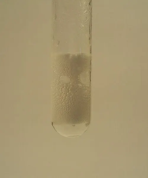 A piece of magnesium fizzing in acid in a test tube