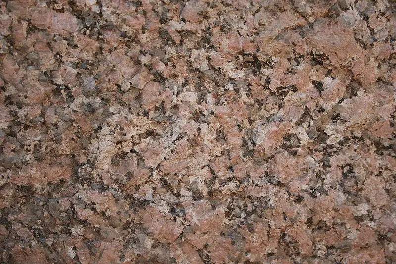 Close-up of pink, white and dark crystals in Aswan granite