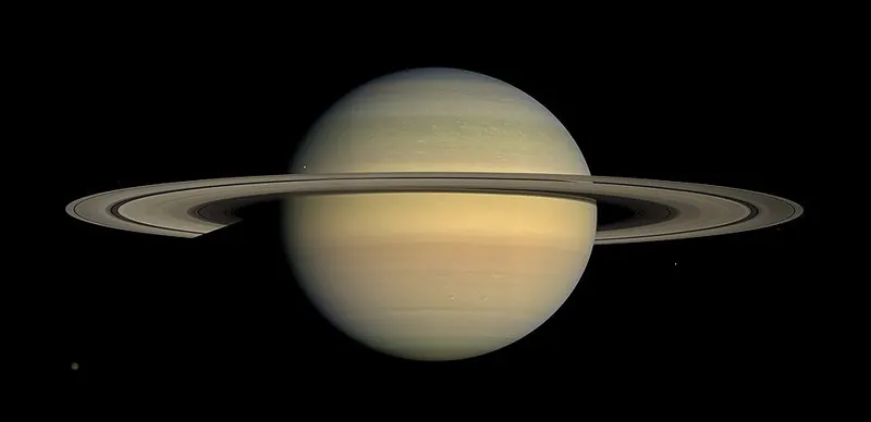 The planet Saturn with its wide flat rings
