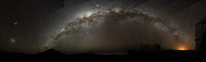 The Milky Way as a bright arch of stars across a dark night sky
